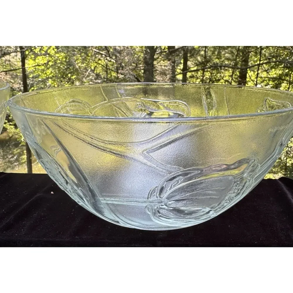 2 Vintage 1980’s Bali Le Clear Glass 10” Vegetable Serving Bowls -10/25/24